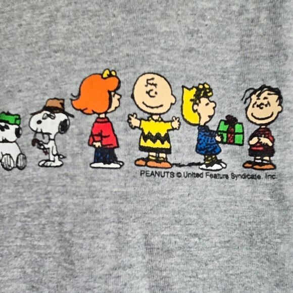Peanuts By Jim Schulz Vintage Gray T-Shirt Christmas Charlie Brown Size Large - Picture 8 of 10